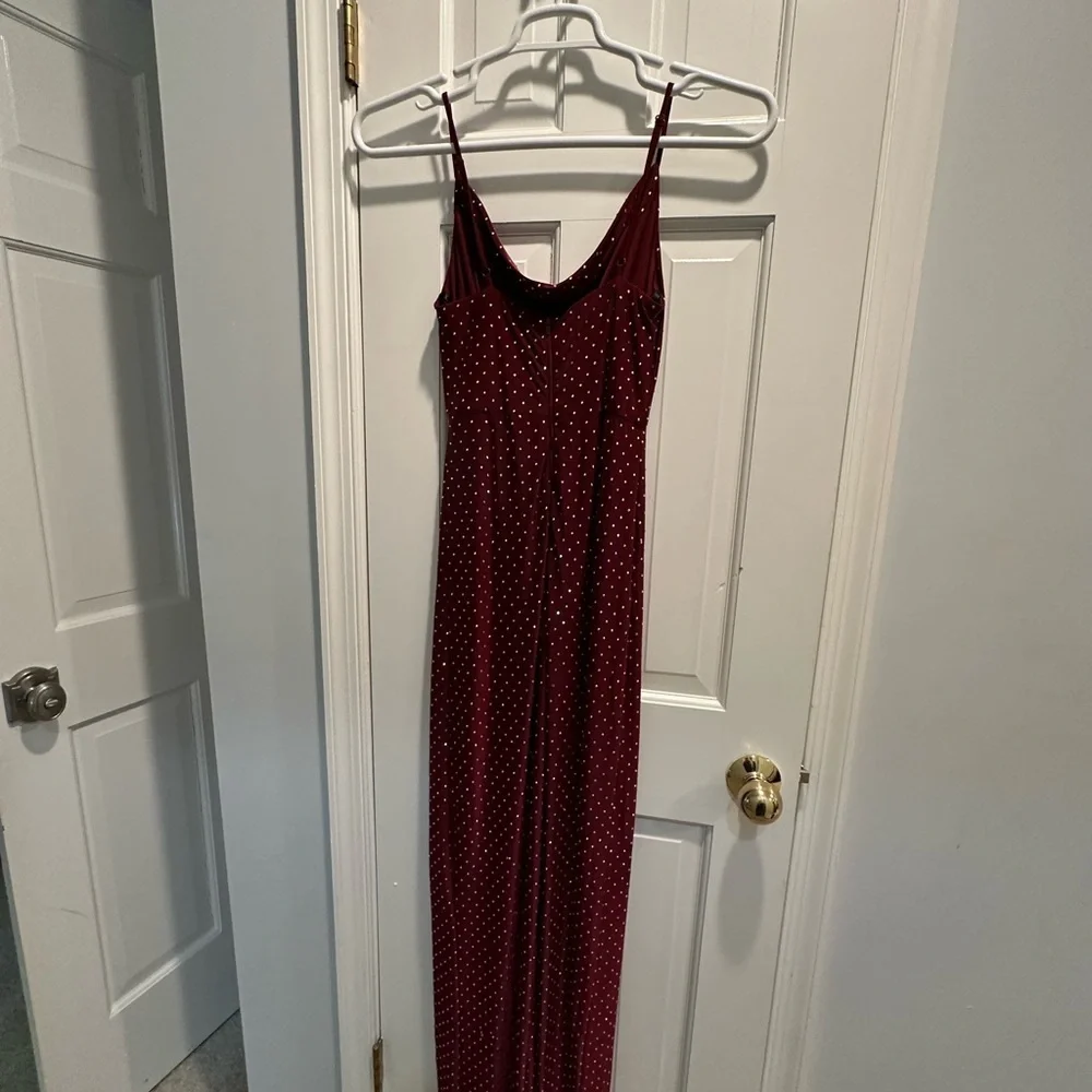 B Darlin Burgundy Rhinestone Dress Size Small - Picture 7 of 10